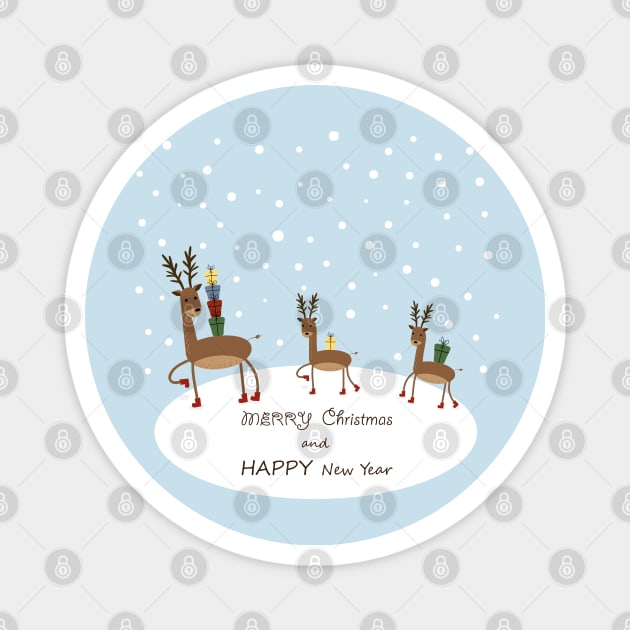 Christmas reindeers and gifts Magnet by grafart